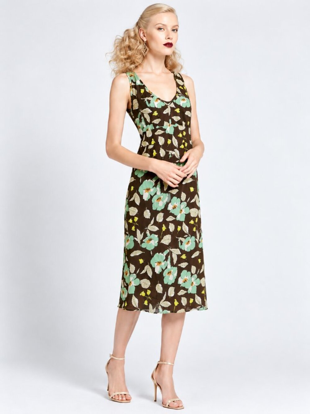 Vintage Late 1990s Betsey Johnson New York Black Label Floral Midi Dress – M